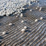 Sneeuwballen op het strand